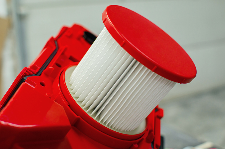 The filter of the new industrial wet and dry vacuum cleaner with a professional HEPA filter