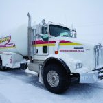 A Bryan's Fuel Truck in snow