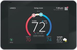 A photo of the Lennox iComfort S40 Smart Thermostat. 