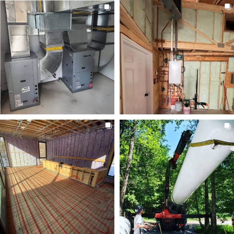 Four photos of HVAC solutions installed by Bryan's Fuel.