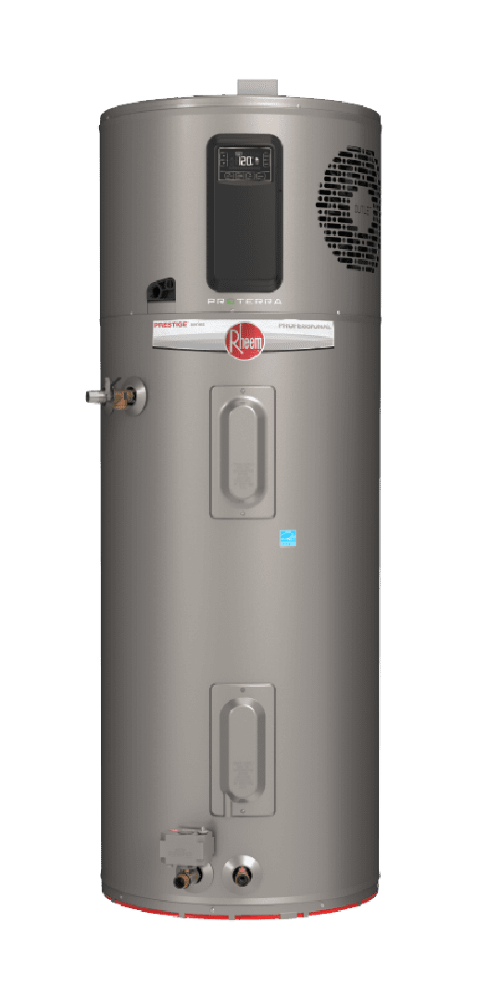 A graphic of a heat pump water heater.