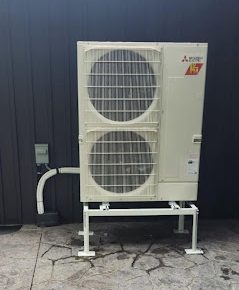 Heat pump unit on stand