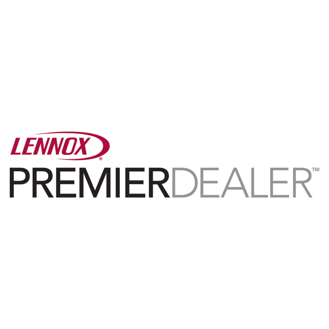 Logo featuring "LENNOX" in red and "PREMIER DEALER" in black and gray. Bold, modern design on a white background.