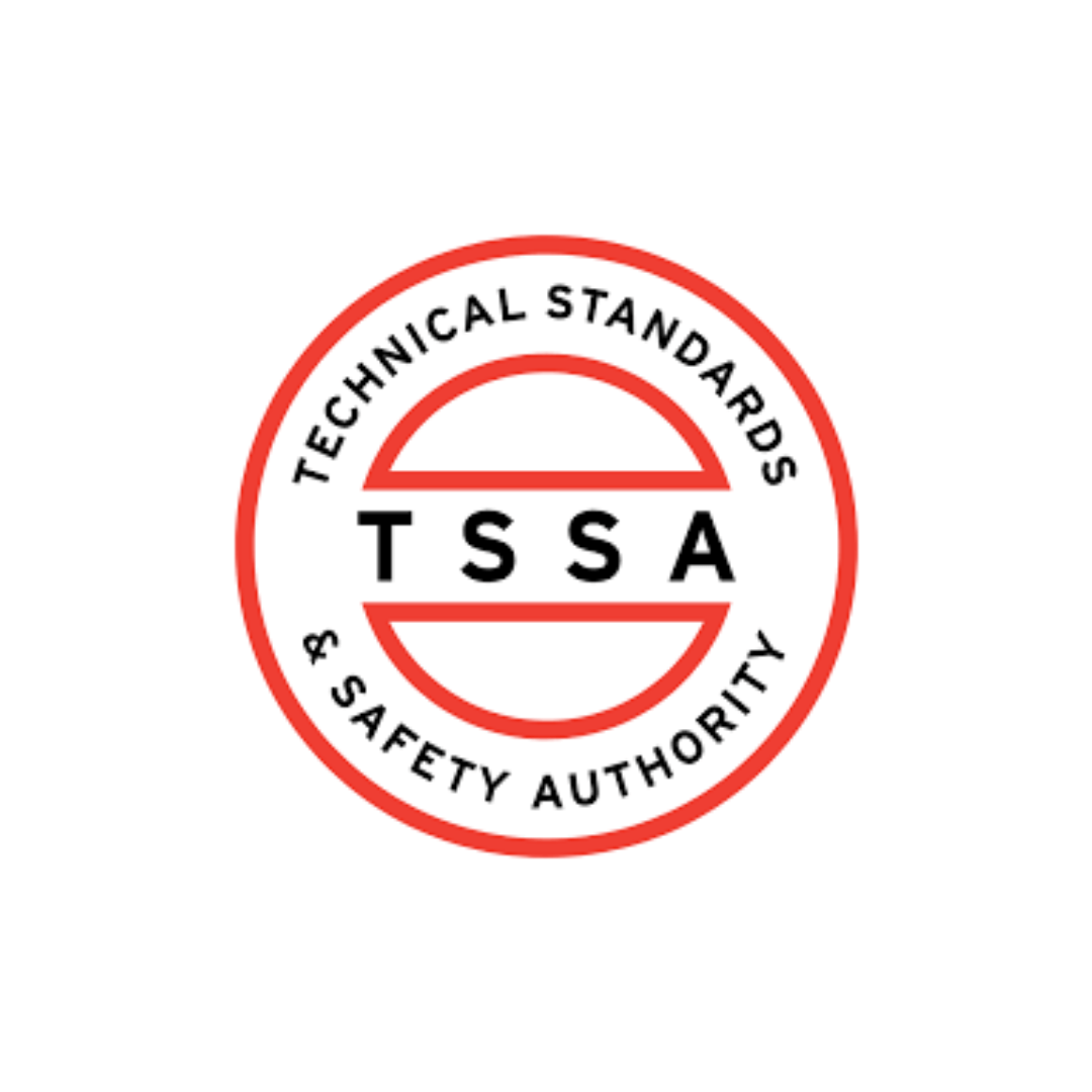 A circular logo with "TSSA" centered, surrounded by "Technical Standards & Safety Authority," in red and black on a white background.