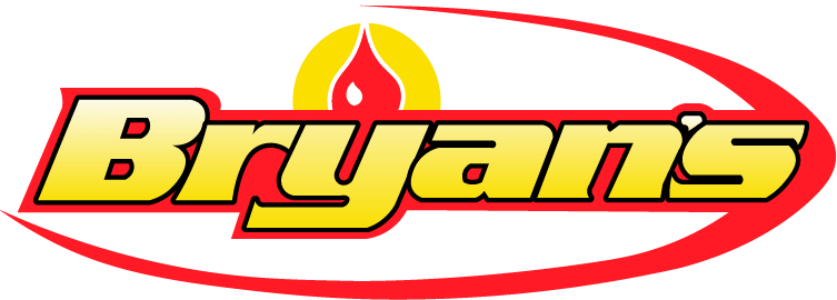 The image features the Bryan's logo with a stylized flame and crescent design in red, yellow, and black colors on a transparent background.