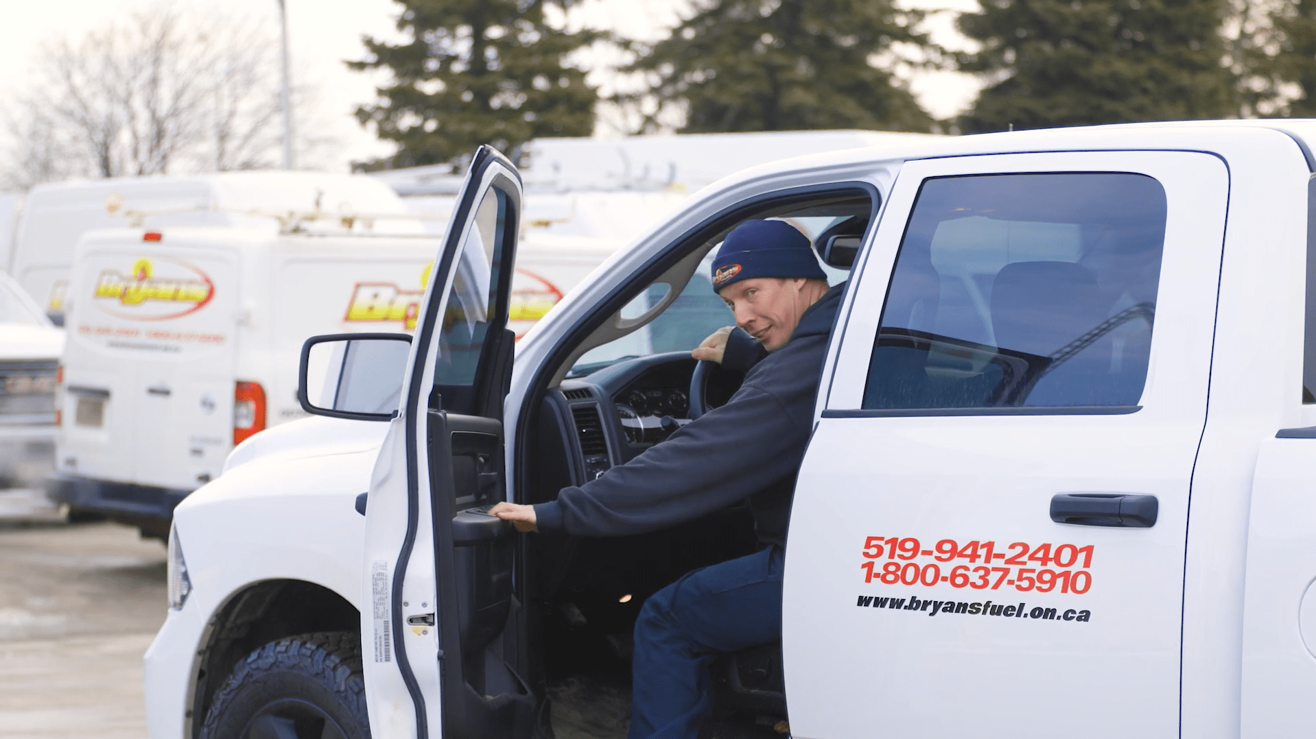 Bryan's Fuel technician in a truck.