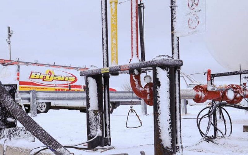 Bryan's fuel lines covered in snow